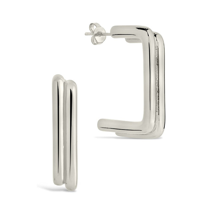 Layered Rectangular Hoop Earrings