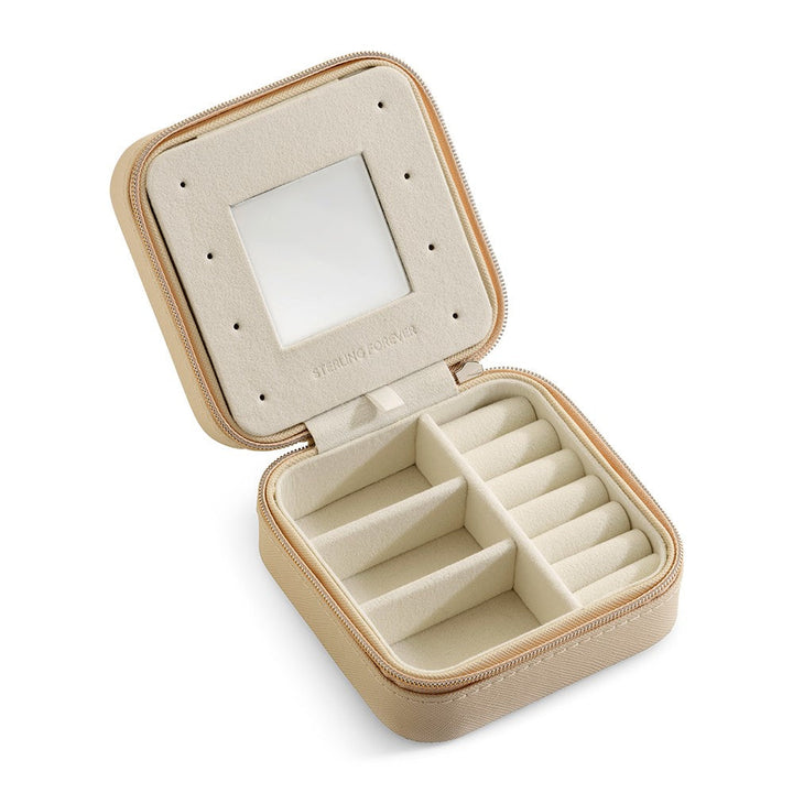 Square Jewelry Travel Case - Beige