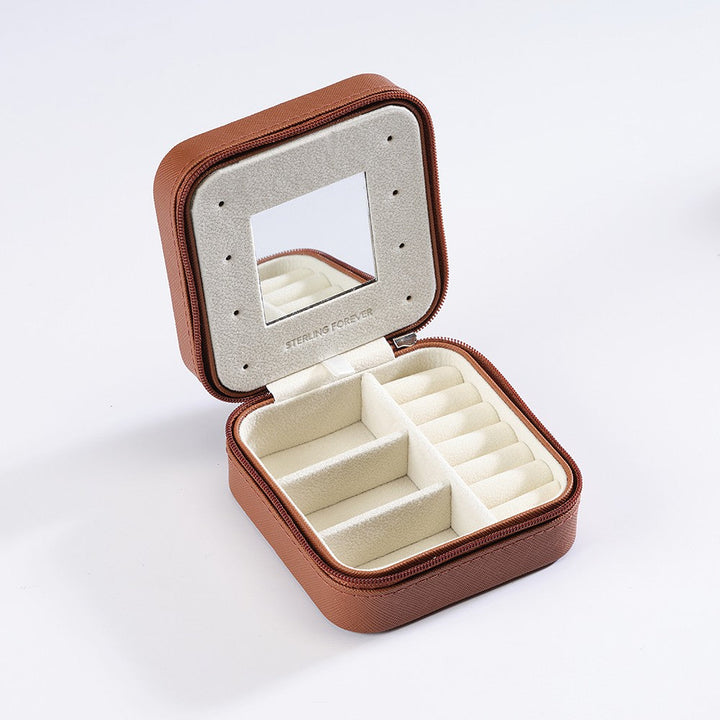 Square Jewelry Travel Case - Brown