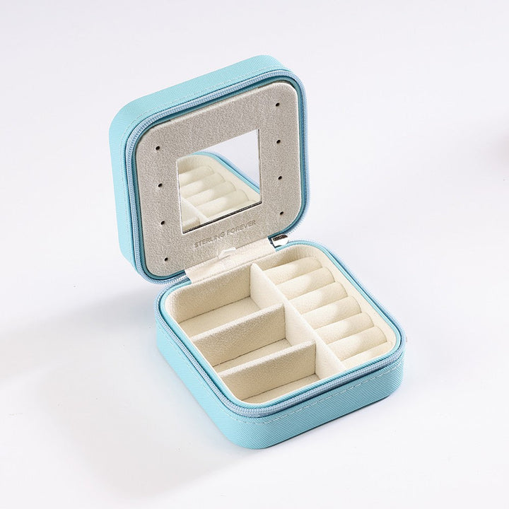 Square Jewelry Travel Case - Sky Blue