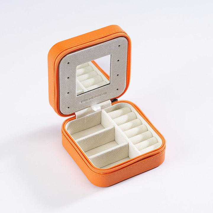 Square Jewelry Travel Case - Tangerine